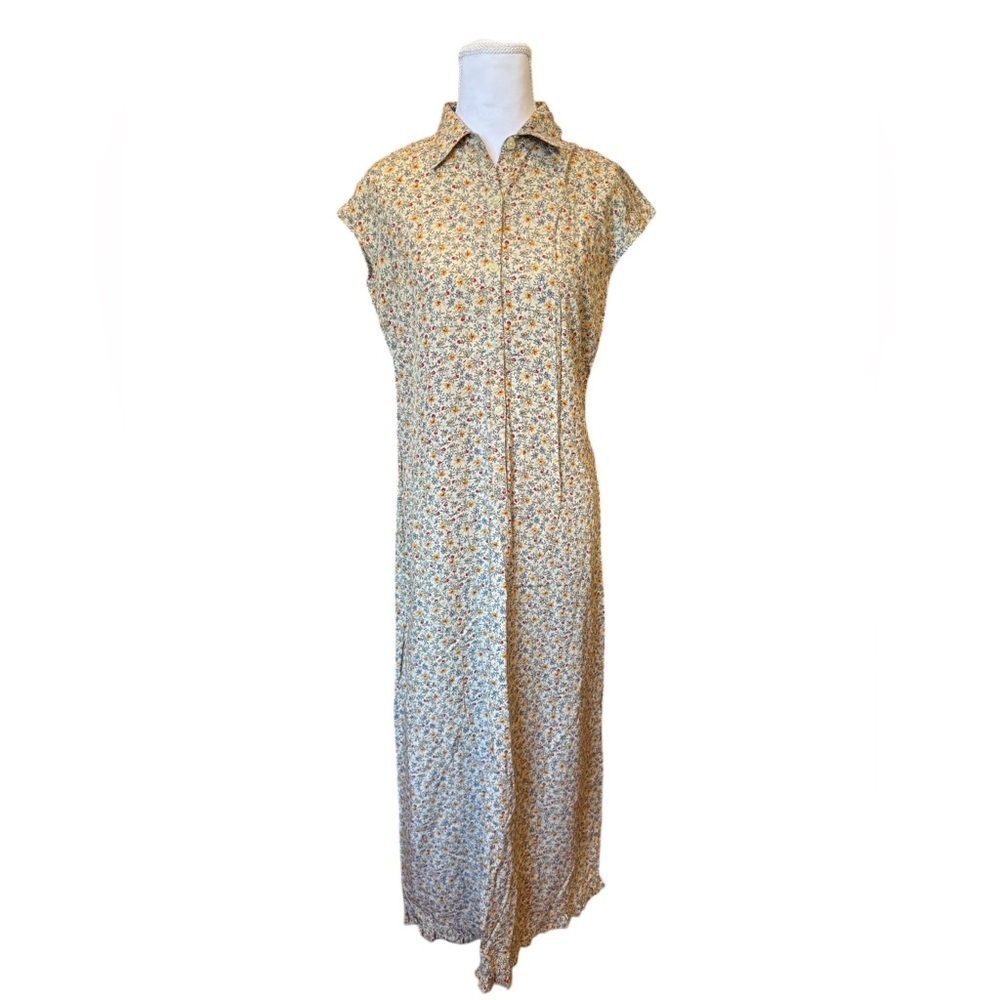 Vintage Liz Claiborne Maxi Dress 6 Petite Floral Button Front Rayon Cottagecore